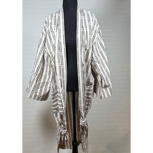 Universal Thread kimono OSFM Oatmeal black NEW Stripe Robe cardigan cover up